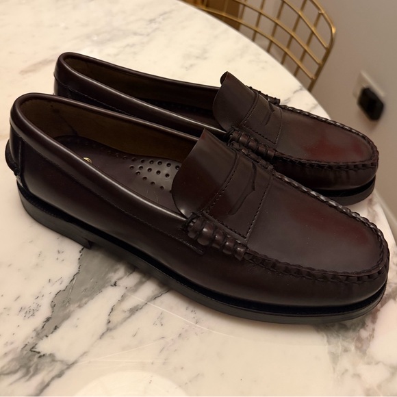 Sebago Women's Burgundy Leather Penny Loafers - Picture 2 of 5